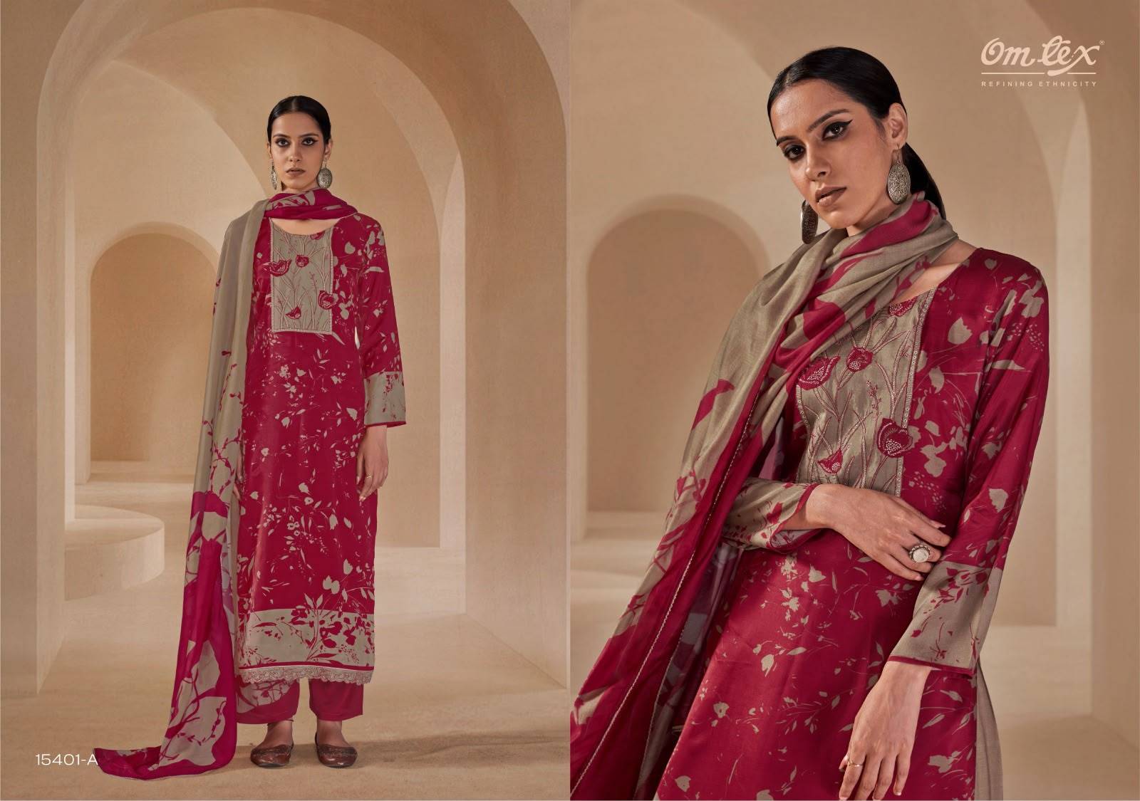 SHAHIRA By Om Tex 15401 Series Beautiful Festive Suits Stylish Colorful Fancy Casual Wear & Ethnic Wear Muslin Silk Dresses At Wholesale Price